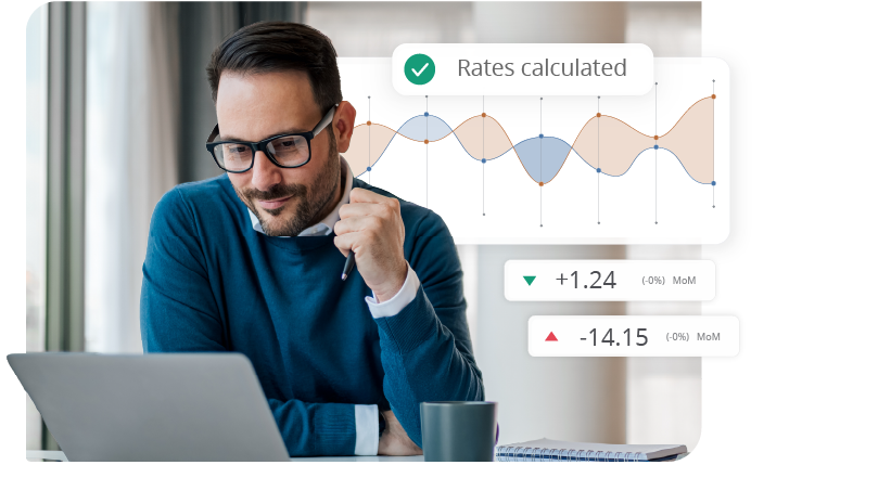 A man looking at calculated rates